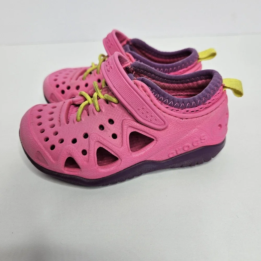 Children's Crocs Size 7 Pink Purple Yellow Girls‎ Kids Shoes